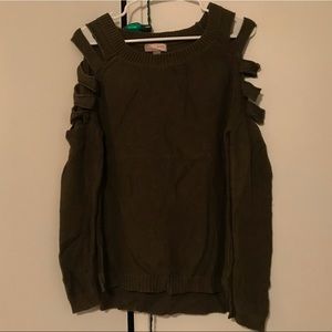 olive green sweater with cut sleeves forever 21